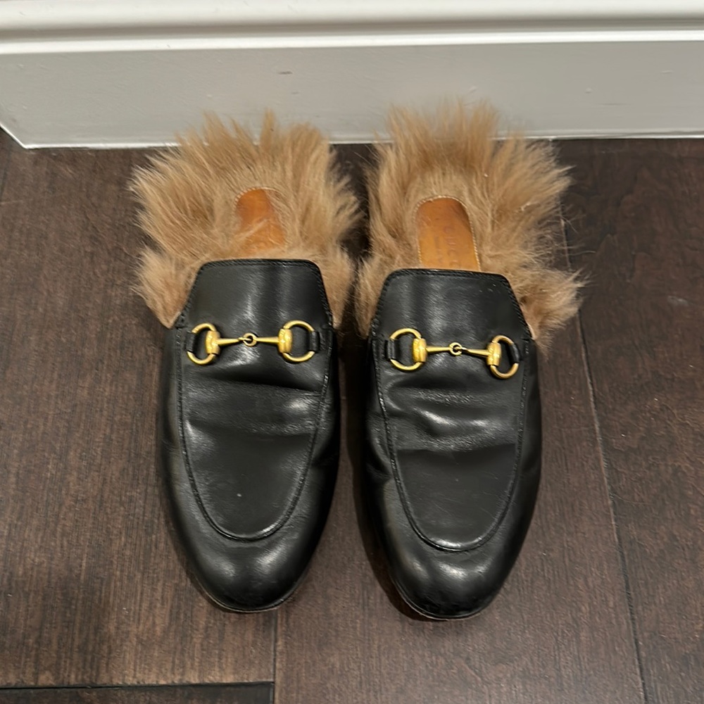 Gucci Princetown fur mules